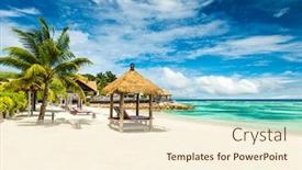 Presentation with white sand - PPT theme enhanced with beach-bed-or-gazebo background and a cream colored foreground