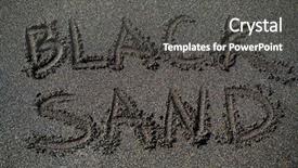  Presentation with title - Presentation design consisting of beach black sand text title background and a dark gray colored foreground