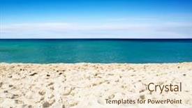  Presentation with sardines school in blue sea - Cool new presentation with beach blue sky sand sun backdrop and a  colored foreground