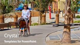  Presentation with mother and baby - Colorful slide deck enhanced with beach boardwalk united arab emirates backdrop and a gray colored foreground