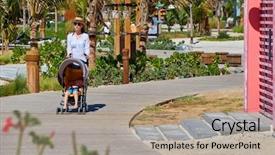  Presentation with mother baby animation - Presentation theme with beach boardwalk united arab emirates background and a mint green colored foreground