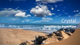  Presentation with ocean - Slides featuring beach-by-the-ocean-bright background and a teal colored foreground