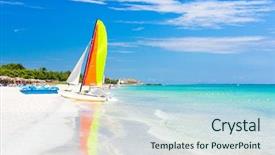  Presentation with sailing - Amazing slide deck having beach caribbean sea in cuba backdrop and a sky blue colored foreground