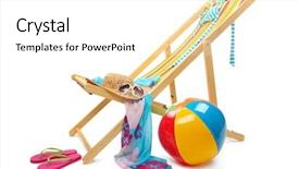  Presentation with sitting teddy bear isolated - Theme having beach chair and accessories isolated background and a white colored foreground