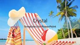  Presentation with beach ball - Presentation theme with beach chair with accessories background and a  colored foreground