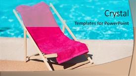  Presentation with swimming pool - Presentation having beach chair with towel near background and a cyan colored foreground