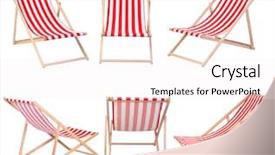  Presentation with sitting teddy bear isolated - Colorful presentation theme enhanced with beach chairs isolated on white backdrop and a sky blue colored foreground