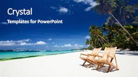  Presentation with white sand - Cool new presentation theme with beach chairs on perfect tropical backdrop and a ocean colored foreground