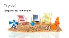  Presentation with white sand - Amazing slides having beach-chairs-with-parasol backdrop and a white colored foreground