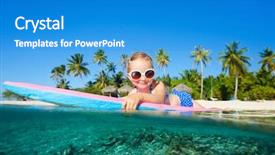  Presentation with nata de coco tropical - Colorful presentation theme enhanced with children beach - adorable little girl on tropical backdrop and a  colored foreground