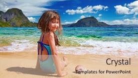  Presentation with philippines - Theme with kids beach - small girl sitting background and a lemonade colored foreground