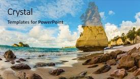  Presentation with new zealand - Beautiful slide set featuring beach coast of the north backdrop and a  colored foreground