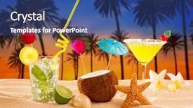  Presentation with coconut palm tree - Amazing presentation having beach cocktail sunset on palm backdrop and a ocean colored foreground