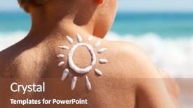  Presentation with child protection - Presentation theme having beach concept for sun protection background and a red colored foreground