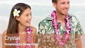  Presentation with aloha - Slide set consisting of beach couple in aloha hawaiian background and a red colored foreground