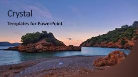  Presentation with sunset beach - Slide deck consisting of beach during sunset mallorca balearic background and a teal colored foreground