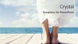  Presentation with health woman running female runner - Cool new slides with beach feet - beautiful and healthy woman legs backdrop and a sky blue colored foreground