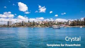  Presentation with manly - Slide deck having beach ferry station in sydney background and a teal colored foreground