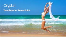  Presentation with slim body - Slides featuring beach fit sporty healthy background and a teal colored foreground