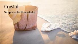  Presentation with beach bag - Colorful PPT layouts enhanced with beach fun - bag with sunhat and flip backdrop and a lemonade colored foreground