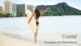  Presentation with honolulu hawaii waikiki beach - Amazing slide set having beach fun - happy freedom surfer backdrop and a sky blue colored foreground