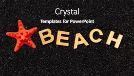  Presentation with starfish - PPT theme having beach-golden-letters-in-black background and a black colored foreground
