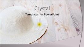  Presentation with clear - Colorful theme enhanced with beach-hat-with-white-flower backdrop and a light gray colored foreground