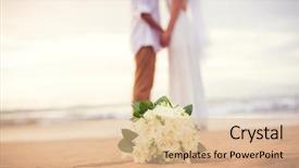  Presentation with married couple - Presentation theme enhanced with beach hawaii beach wedding background and a coral colored foreground
