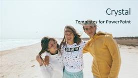  Presentation with teenage - Slides featuring beach hipster boy and girl background and a sky blue colored foreground