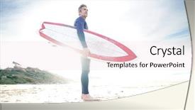  Presentation with holding bucket while water droplet - Audience pleasing presentation design consisting of beach holding surfboard getting backdrop and a lemonade colored foreground