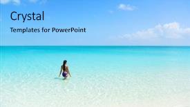  Presentation with holiday destination - Slide deck having beach holiday person swimming background and a light blue colored foreground