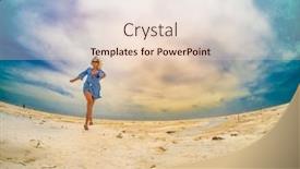  Presentation with tropical holiday - Slide set featuring beach-holiday-woman-walking background and a lemonade colored foreground