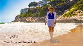  Presentation with holidays - Slide deck enhanced with beach-holidays-woman-walking and a lemonade colored foreground
