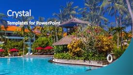  Presentation with bali nusa dua - Amazing slide deck having beach hotel - nusa dua resort in bali backdrop and a ocean colored foreground