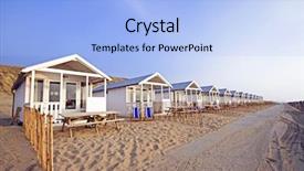  Presentation with coast - Presentation having beach houses at the north background and a light blue colored foreground