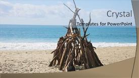  Presentation with hut - Presentation theme consisting of beach-hut-a-small-structure background and a light blue colored foreground