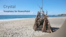  Presentation with hut - Presentation design having beach-hut-a-small-structure background and a light blue colored foreground