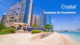  Presentation with abu dhabi united arab emirates - Slides enhanced with beach in abu dhabi the capital of united arab emirates background and a cobalt blue colored foreground