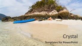  Presentation with solo travel - Presentation featuring beach in andaman sea - solo background and a lemonade colored foreground