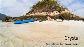  Presentation with solo travel - Audience pleasing presentation consisting of beach in andaman sea - solo backdrop and a  colored foreground