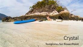  Presentation with solo travel - Audience pleasing PPT theme consisting of beach in andaman sea - solo backdrop and a lemonade colored foreground