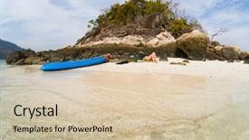  Presentation with solo travel - Slide set featuring beach in andaman sea - solo background and a soft green colored foreground