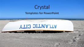  Presentation with atlantic city - Audience pleasing PPT theme consisting of beach in atlantic city backdrop and a light blue colored foreground