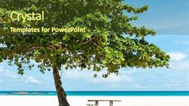  Presentation with island resort - Colorful slide set enhanced with beach in bintan island indonesia backdrop and a tawny brown colored foreground