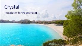  Presentation with bol - Slide deck having beach in calvia bol ses background and a sky blue colored foreground