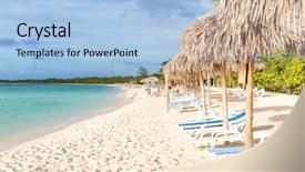  Presentation with focus - PPT layouts enhanced with beach in cayo coco background and a light blue colored foreground