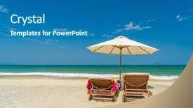  Presentation with vietnam - Beautiful PPT theme featuring beach in hoi an vietnam backdrop and a teal colored foreground