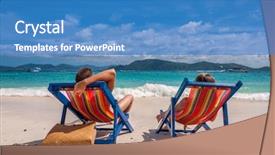  Presentation with thailand - Slide deck featuring beach in loungers at thailand background and a teal colored foreground