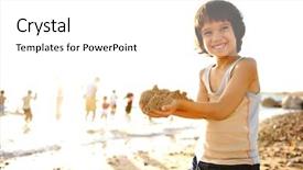  Presentation with summer time - Colorful slide deck enhanced with beach in sand play backdrop and a white colored foreground