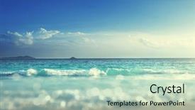 Presentation with effect - Presentation theme consisting of beach in sunset time tilt background and a mint green colored foreground